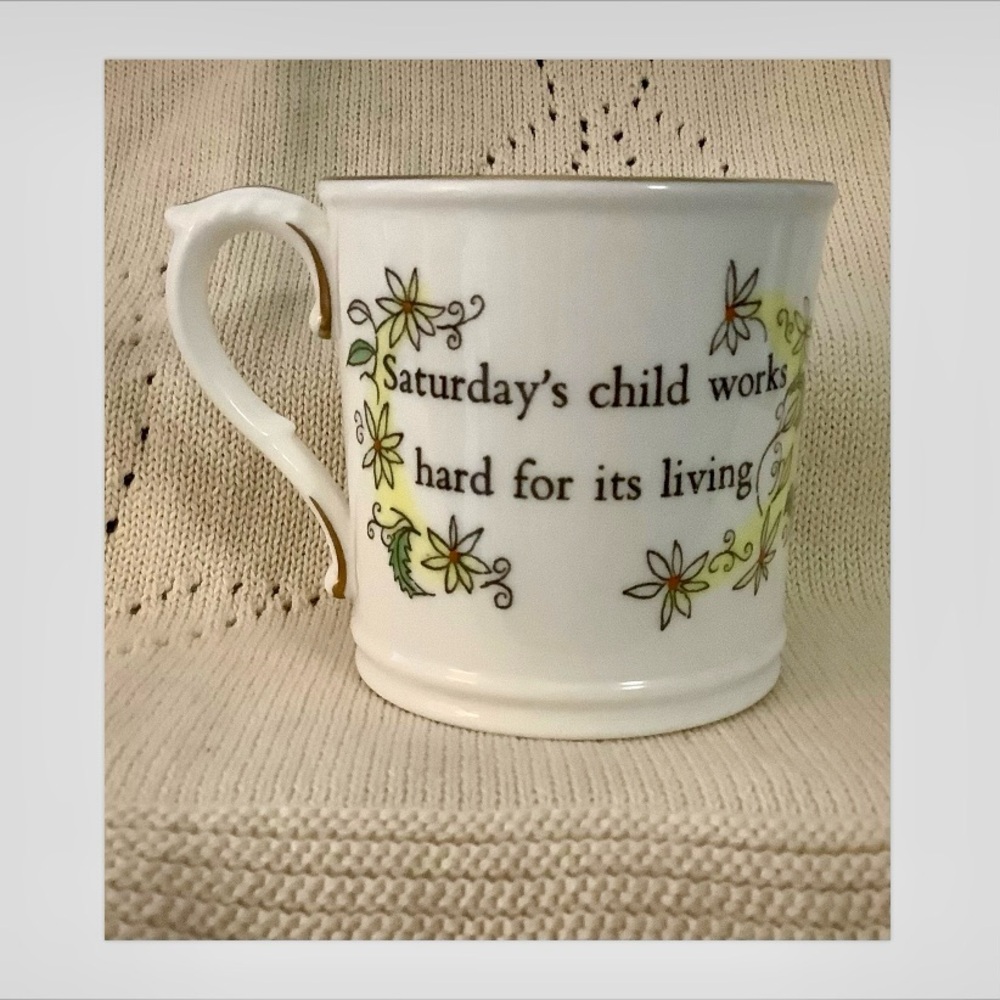 Royal Worcester Saturdays Child Collectible Birthday Cup - 
Excellent Condition